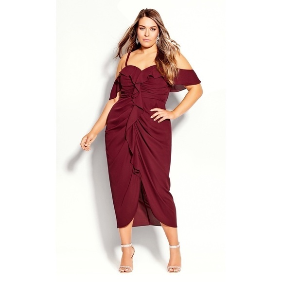 NWT CITY CHIC Va Va Voom Dress In Garnet - Picture 1 of 9